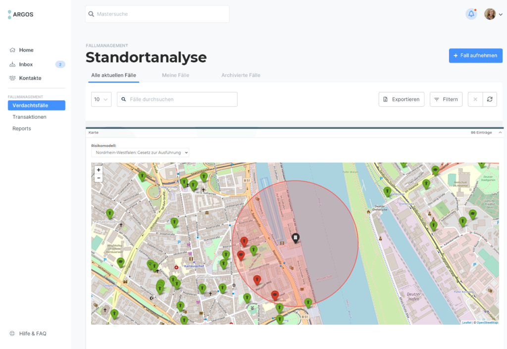 Geotool for compliance, based on Structr graph applications, with minimum distances to facilities worth protecting, specified in legal regulations.